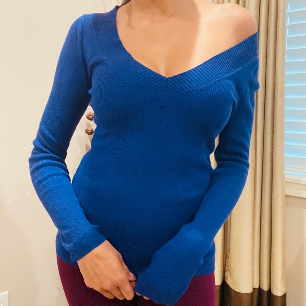 Royal blue V-neck sweater